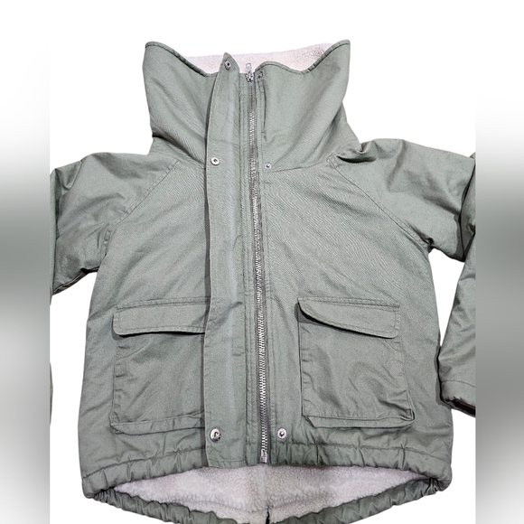 UNIF Mia Green Crop Sherpa Parker Jacket Small - Picture 4 of 8